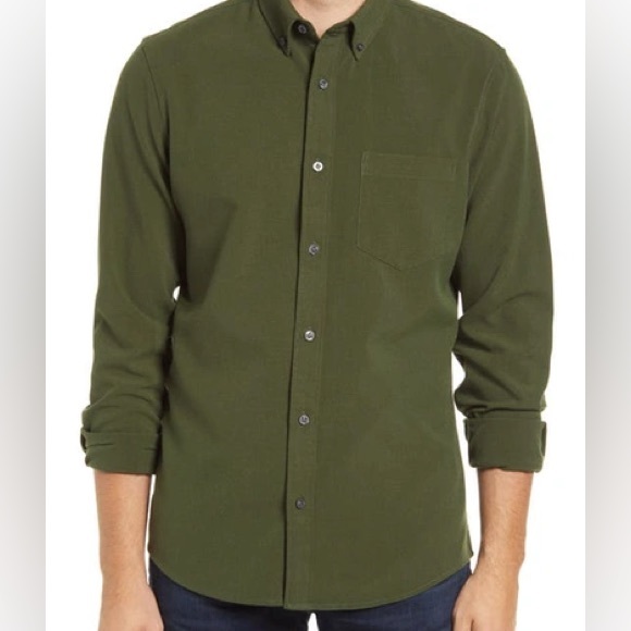 Nordstrom trim fit solid flannel men's button down shirt sz M nwt Men